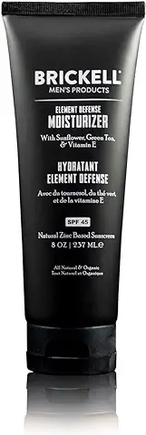 Brickell Men's Hidratante Element Defense con SPF45 Para Hombres, Natural y Orgánico, Protector Solar con Zinc SPF45, Hidrata y Protege La Piel Contra Los Rayos UVA/UVB, 237 Mililitros, Sin Perfume  