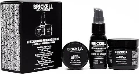Brickell Men's Products – Rutina Antiedad avanzada – Crema facial de noche, Serum facial de Vitamina C y Crema para ojos – Orgánicos y Naturales, Sin Perfume