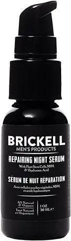 Brickell Men's Repairing Night Serum Facial para Hombres, Suero de Vitamina C Natural y Orgánico para Disminuir las Arrugas y Reducir el Enrojecimiento, 29 ml, sin Perfume  