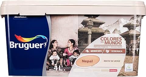 Bruguer Colores del Mundo Pintura para Paredes Monocapa Nepal Matiz de Beige 4 L  