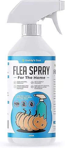 BUDDY'S BEST Spray Antipulgas para el Hogar | para el Control de Pulgas, ácaros del Polvo y Chinches | para Uso en Alfombras, Camas de Mascotas y Muebles del Hogar | Fórmula 100% Natural  
