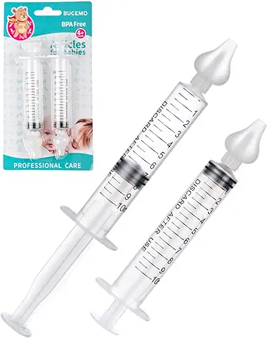 BUGEMO Jeringa Nasal Bebe, Mosca Bebé Para Limpiar y Cuidar La Cavidad Nasal De Los Niños, De Alta Calidad, Seguro Y Portátil,Reutilizable (2PCS)