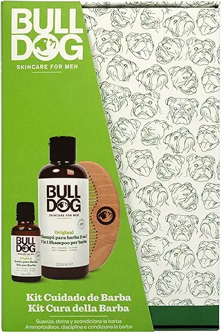 Bulldog Skincare For Men – Paquete de Regalo "Beardcare Kit" – Contiene 1 Aceite de Barba, 1 Champú 2 en 1 de Barba y 1 Peine de Barba  