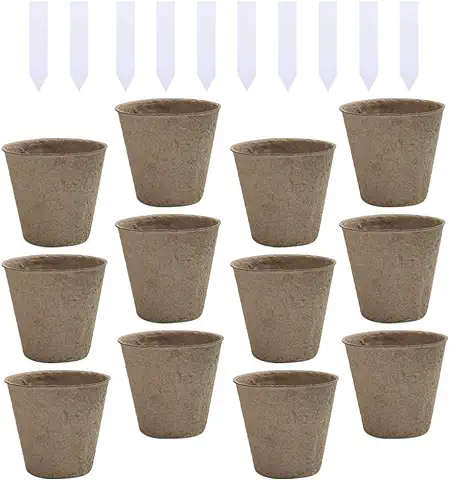 Cabilock 100Pcs Semillas Macetas de Turba de Arranque Macetas Biodegradables Macetas de Plántulas de Trasplante Macetas de Vivero Sembradora de Germinación de Jardín de Plántulas con 10  