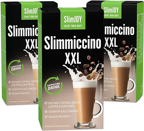 Cafe Soluble | Cafeina | Delicioso Cafe Verde con Garcinia Cambogia y Guarana | Termogenico | 30 Sobres para 30 dias | SlimJOY Slimmiccino  