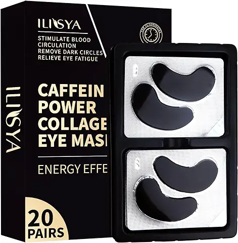 Cafeína Debajo de los Parches para los ojos Mascarilla de Colágeno para los ojos para las Ojeras Fatiga Ocular Antiarrugas Antienvejecimiento Almohadillas para los ojos Mujeres Hombres-20 Pares  