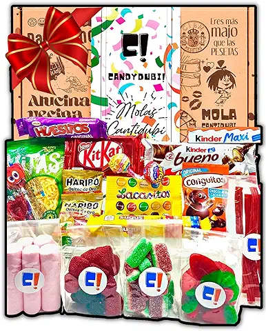 Caja de Chuches y Chocolates Originales para Regalar en Navidad | Perfecta para Hacer un Regalo de Amigo Invisible o Chuches Navidad Niños | Con +0,9 kg de Dulces, Chocolates y Chuches que más Gustan  