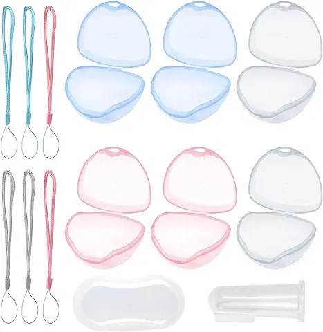Caja de Chupete,6 Piezas Caja de Chupete Infantil,Guarda Chupetes Bebe,Caja de Chupete Bebe,BPA-Free,para Sostener Chupetes de Bebé,Con Cuerda,para Bebés, Viajes, Hogar(3 Colores)  