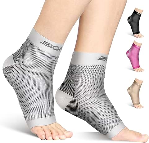 Calcetines de Compresión Bionix, para Fascitis Plantar, 6 Zonas, Tecnología de Compresión. El Apoyo Definitivo para Talón y Pies, Tendinitis de Aquiles, Tobillo y arco del pie, Alivio de Dolor para Corredores, Lavable y Mucho Mejor que una Férula Nocturna, 1 par  