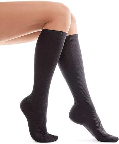 Calcetines de Compresión Calcetines para Varices, Viajes-Estimular la Circulación Sanguínea y Recuperación- Medias de Compresión 15-17 mmHg SkinLife XL  