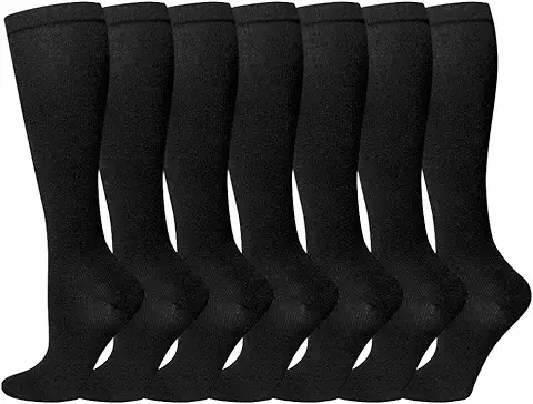 Calcetines de Compresión para Mujeres y Hombres, 7 Pares de Medias de Compresión Médicas 15-20 mmHg Calcetines de Soporte para Atletismo, Venas Varicosas, Correr, Ciclismo, Senderismo, Vuelo  