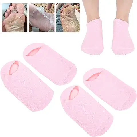 Calcetines de Gel de 4 Piezas, Calcetines de Gel Hidratantes, Calcetines de Gel de Aceite Esencial para Salón de Belleza, Calcetines Hidratantes para el Cuidado de los Pies para Pies Secos y Agrietad  