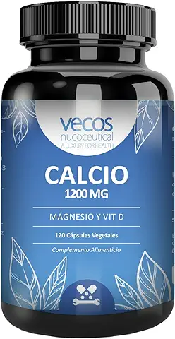Calcio Puro 1200 mg por Dosis Enriquecido con Magnesio y Vitamina D | Ayuda a la Absorción del Calcio | Para Mejorar Bajos Niveles de Calcio en Sangre | Huesos Fuertes  