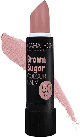 Camaleon Cosmetics - Bálsamo Labial Reparador con Color - Acción Reparadora - Protección Solar 50 - Color Brown Sugar Marrón - Vegano - 1 Unidad - 4gr  