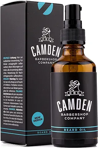 CAMDEN Aceite para Barba Hombre Original ● Aceite Barba Hombre 100% Natural para el Cuidado Diario del Vello Facial ● Aroma Fresco y Sensación Refrescante  