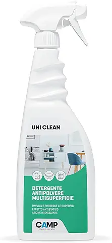 Camp UNI CLEAN, Detergente Limpiador Universal Hogar Spray, Multi-superficie, Multiusos, AntiPolvo, Antiestático, Agradablemente Perfumado, Acción Desinfectante, 750ml  