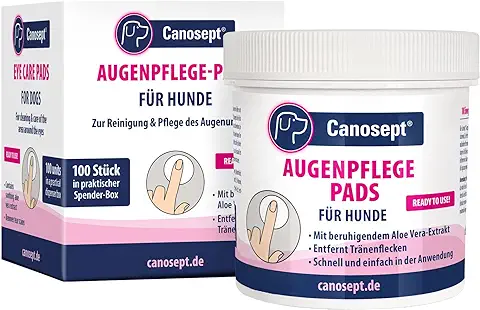 Canosept Almohadillas Para El Cuidado De Los Ojos De Los Perros 100 Piezas - Con Extracto De Aloe Vera Calmante - Limpieza Y Cuidado De La Zona Ocular - Contra La Suciedad Y La Piedra Lagrimal  