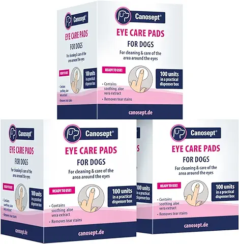 Canosept Toallitas Para El Cuidado De Los Ojos De Los Perros 3 x 100 Piezas - Limpiador ojos Perros - Con Extracto De Aloe Vera Calmante - Limpieza Y Cuidado De La Zona Ocular - Contra La Suciedad Canosept Toallitas Para El Cuidado De Los Ojos De Los Perros 3 x 100 Piezas - Limpiador ojos Perros - Con Extracto De Aloe Vera Calmante - Limpieza Y Cuidado De La Zona Ocular - Contra La Suciedad