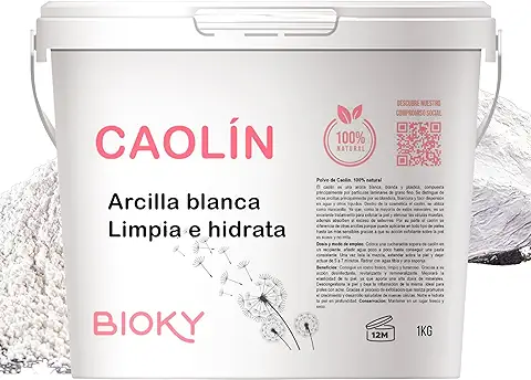 Caolín - Mascarilla Facial de Arcilla Blanca Cosmética 100% Natural & Ecológica - 1KG - Más de 50 Usos - Cosmética Natural - Desintoxica la Piel y Exfolia con Suavidad - Puro y Natural - Multiusos  