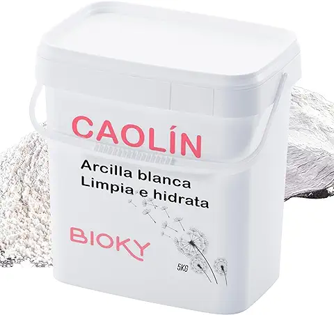 Caolín - Mascarilla Facial de Arcilla Blanca Cosmética - Múltiples Usos - Gran Cantidad 5kg para la Fabricación de Otros Cosméticos Naturales - Caolín 100% Natural & Ecológico - Sin Aditivos (5 KG)  