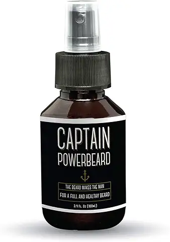 Captain Powerbeard Spray con Aceite Barba Hombre - Aceite para Barba Hombre, Spray con Aceite de Germen de Trigo, Aceite de Lavanda y Aceite de Romero - Cuidado Barba Hombre, Crecimiento Barba, 100ml  
