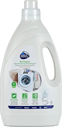 CARE + PROTECT Detergente Eco-amigable para Lavadora y Lavado a Mano, Concentrado, Producto Ecolabel y Biodegradable, Hipoalergénico, sin Colorantes ni Fosfatos, 1,5 l para 27 Lavados  