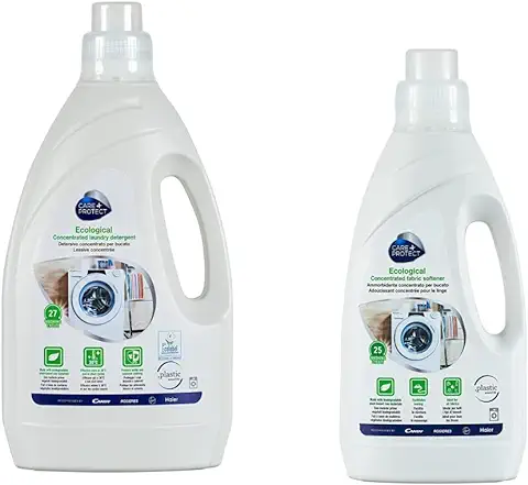 CARE+ PROTECT ECOLOGICAL BUNDLE LAVADORA - Detergente Eco-amigable para Lavadora y Lavado a Mano, Concentrado, sin Colorantes ni Fosfatos, 1,5 l -,Sin Colorantes ni Fosfatos, 750 ml  