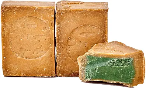 Carenesse Jabón de Alepo Original, 2 x 200 g, 95% de Aceite de Oliva y 5% de Aceite de Laurel, Jabón Natural para el Cabello, Hecho a mano Según Receta Tradicional Largo Período de Maduración  