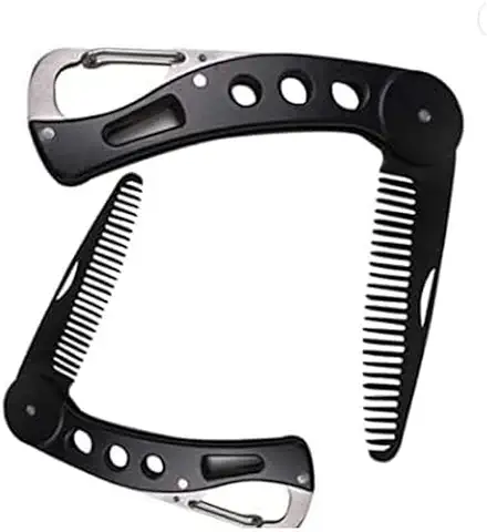 Careor - Peine para Barba, de Acero Inoxidable, de Bolsillo, Plegable  