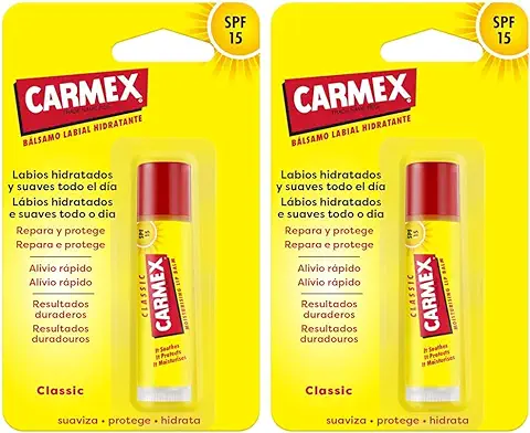 Carmex Bálsamo Labial, Click Stick Clásico, 4.25g (Paquete de 2)  