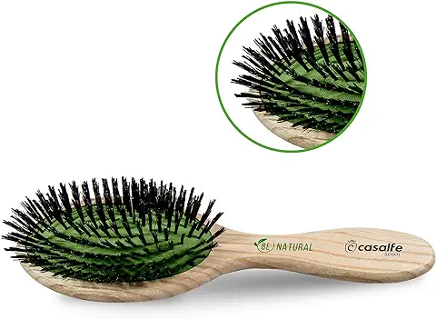 Casalfe Cepillo Madera Sostenible Cerdas Naturales - Cuida el pelo fino y Respeta Cuero Cabelludo con Masaje. ANTI FRIZZ.  
