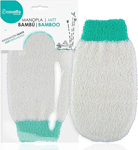 Casalfe Natural Skin Manopla Exfoliante, Renueva Tu Piel y Mejora Circulación, Bambú - Exfoliación Suave  