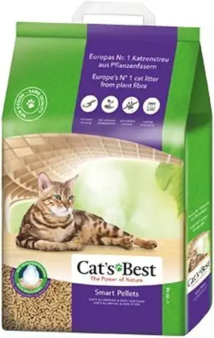 Cat's Best Arena para Gatos Aglomerante Smart Pellets, Tierra para Gatos de hasta 7 Semanas de Uso, Lecho para Gatos Natural Absorbente, 10 kg (Paquete de 1)