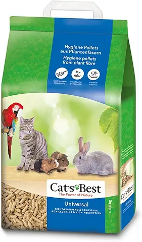 Cat's Best Arena para Gatos Universal 7L, Arena para Pájaros, Conejos Biodegradable Sin Polvo, Lecho para Gatos Ecológico de Fibra Vegetal, 5.5 kg  