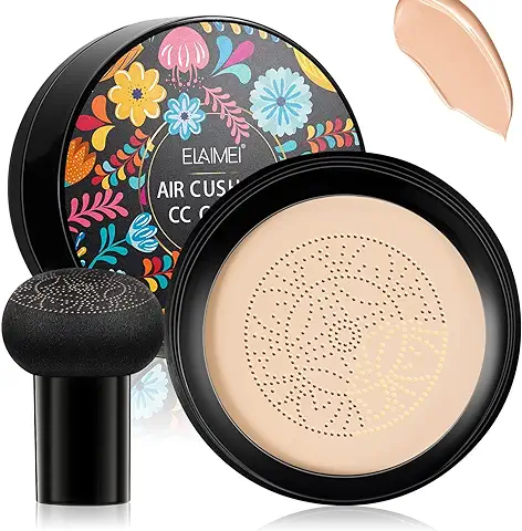 CCKULOOB CC Creme BB Cream, Líquida Fundación, Base Maquillaje Mushroom Head Air Cushion Maquillaje de Larga Duración, Hidratante Corrector Maquillaje (Natural)  
