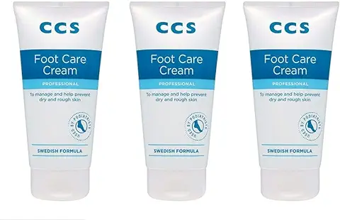 CCS Crema para el cuidado de los pies - Fórmula profesional, suaviza y previene la piel seca y áspera - Bálsamo hidratante para talones y pies suaves - 3 Paquetes (175ml)