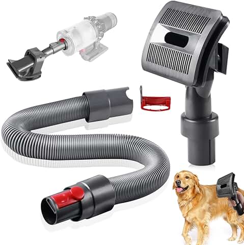 Cepillo Aspirador Mascotas, Peine Aspirador para Perros, Herramientas de Aseo De Mascotas, Cepillos Pelo de Perro y Gato para Dyson V15 V12 V11 V10 V8 V7, Con Manguera y Adaptador  