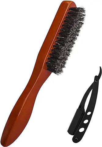 Cepillo de Pelo de Cerdas de Jabalí, Cepillo Para Barba de Cerdas Medias Y Duras para Hombres, Potentes Cepillos de Cerdas Naturales Para Todo Tipo de Cabello Negro  