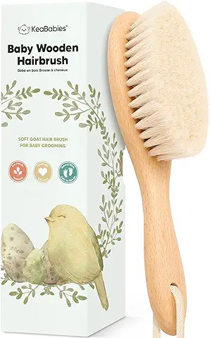 Cepillo de pelo para Bebé Recién Nacido - Madera Natural con Cerdas Suaves de Cabra para la Costra Láctea - Kit de Cuidado de Cepillo de pelo para el Cuero Cabelludo Perfecto para Bebés, Niños Pequeño  