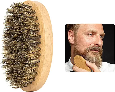 Cepillo para Barba, Cepillo Para Barba Cerdas de Jabalí, Juego de Barba de Madera para Hombres, Para Cuidado de la Barba, Herramienta de Afeitado para Hombres, Cepillo para Barba con Mango de Madera  