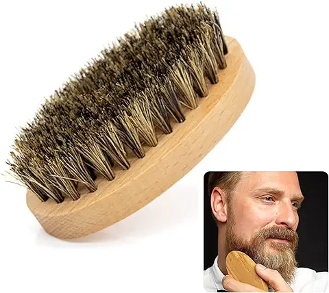 Cepillo para Barba, Madera Cerda Cepillo de Barba con 100% Suave Pelo de Jabalí para Ayuda Forma Tu Barba Reblandecimiento y Acondicionamiento Que Produce Picor Barbas,cepillo para Hombres de Viaje  
