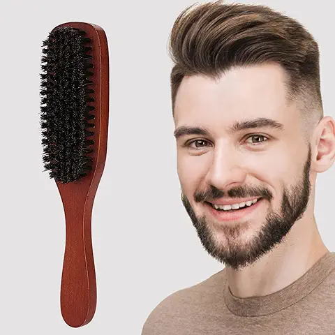 Cepillo para Barba para Hombre, Cepillo Facial para Barba, Rojo Cerdas de Madera, Bigote Afeitado Limpieza Barber Salon Tool Barba Peine, Ideal para Todos Los Tipos de BarbaCepillo para Barba  
