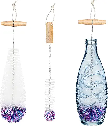 Cepillo para Botellas de Cristal,Limpiador de Botellas,Limpiador de Botellas de Sodastream,Limpieza de Botellas para Jarra,Botellas,Botellas de Bebé, Botellas de Soda,Botellas de Soda (Blanco)  
