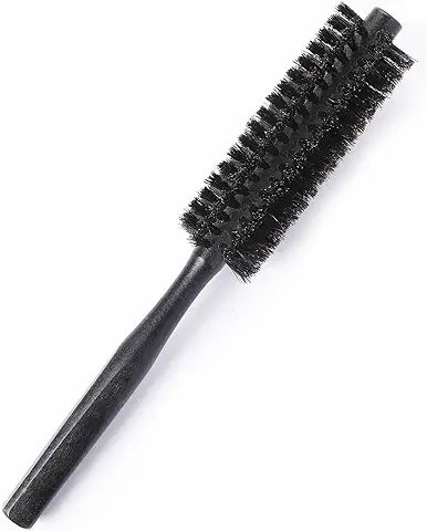 Cepillo para el pelo de Jabalí, 3,2 cm, Pequeño, Redondo, Cepillo para el Pelo, con Mango de Madera Natural, Cepillo Rizado para Mujeres, Cepillo de Barba para Hombres (negro)  