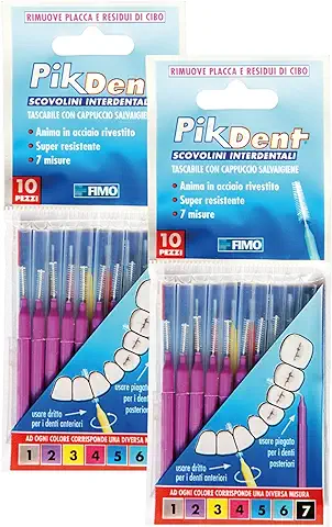 Cepillos Interdentales Pikdent - Núcleo de acero recubierto y cerdas de Tynex - Tamaño 2 Morado 0,5 Mm Cilíndrico - 20 Cepillos