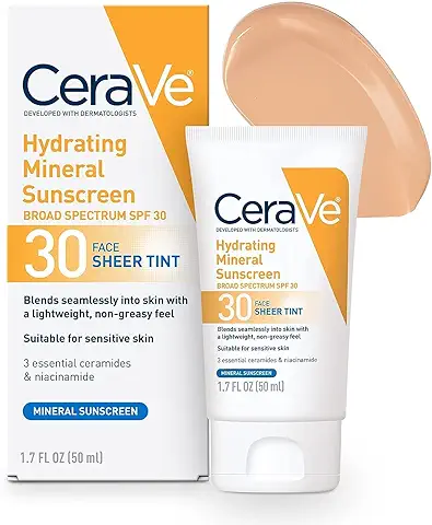 CeraVe Crema Solar Mineral Hidratante cara Transparente Tinte SPF 30  