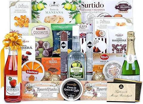 Cesta de Navidad Sin Alcohol · Lote de Regalo Sin Grasa Porcina Selección Gourmet · Regalo Personal o de Empresa de Agradecimiento. Incluye Tarjeta Dedicada y Personalizada Cia&Co (LOTE A211)  