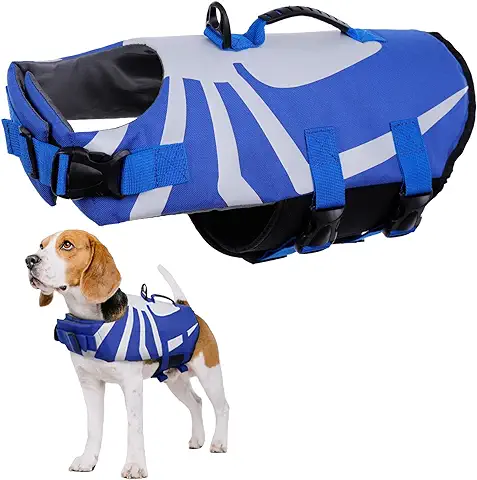 Chaleco Salvavidas para Perros, Chaqueta Chaleco de Seguridad Cachorros Ropa de Baño Araña para Perros Pequeños Medianos Grandes(Azul, L)  