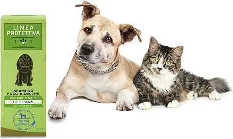 Champú con Neem - Repelente Pulgas, Garrapatas, Mosquitos - Antiparasitario, Antipulgas, Insecticida - para Perros y Gatos – 250 Mililitro, Línea 101  