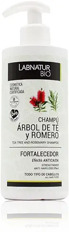CHAMPÚ ÁRBOL DE TÉ Y ROMERO 450ml. Equilibrante, Vegano Todo Tipo de Cabellos, Fortalecedor, Anticaida. Protege, Repara y Cuida el Cuero Cabelludo.  